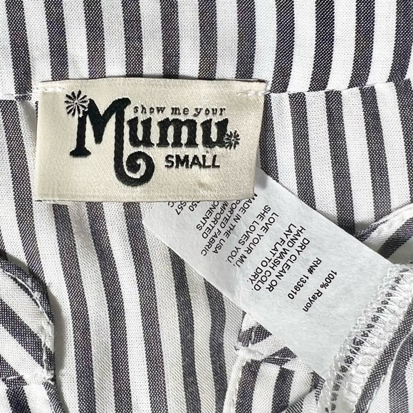 Show Me Your Mumu Striped Black White Henley Split Neck Draped Oversize Tunic S - Picture 11 of 12